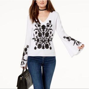 INC Embroidered Bell Sleeve Sweater